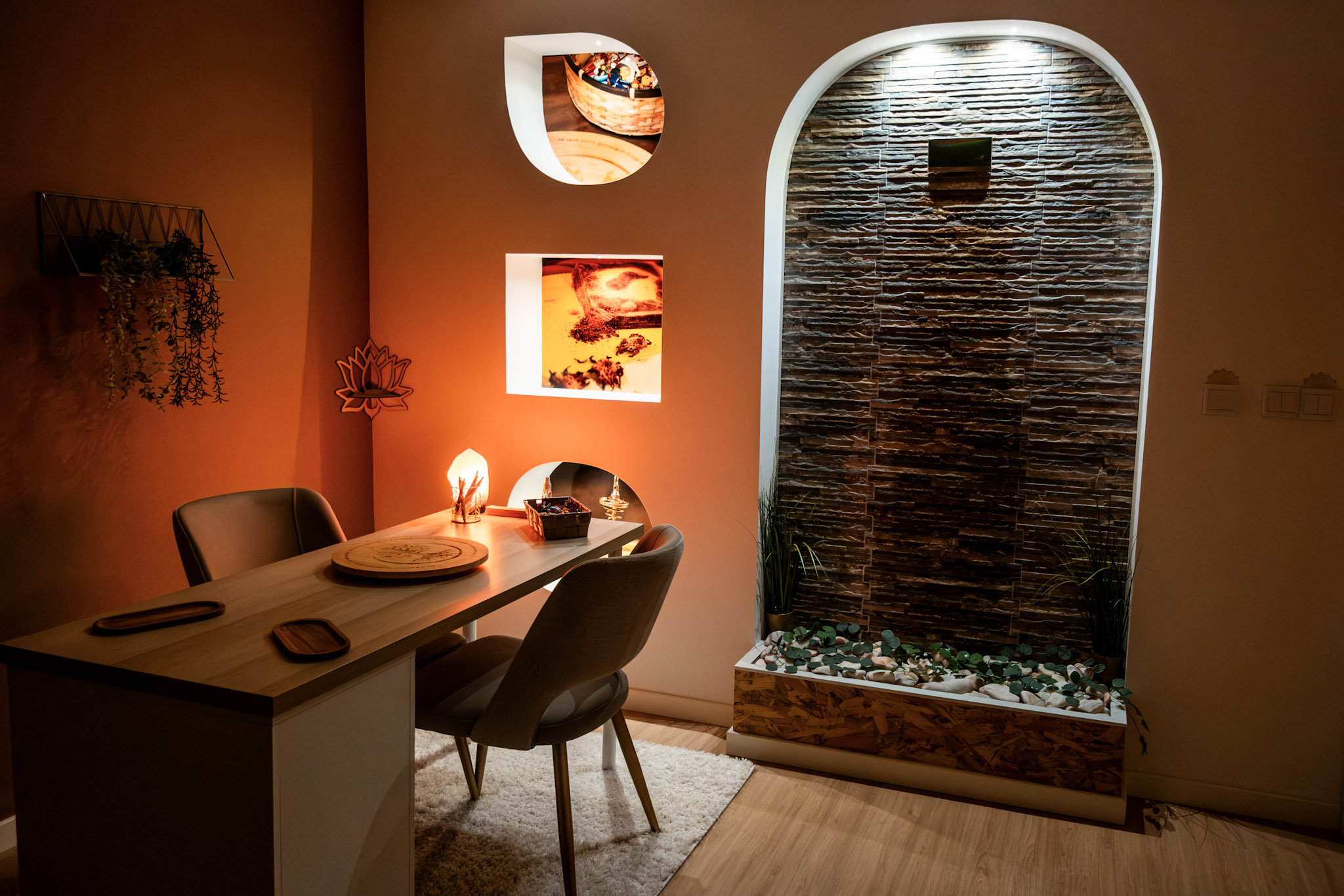 Detalhes do espaço preparados para terapeutas